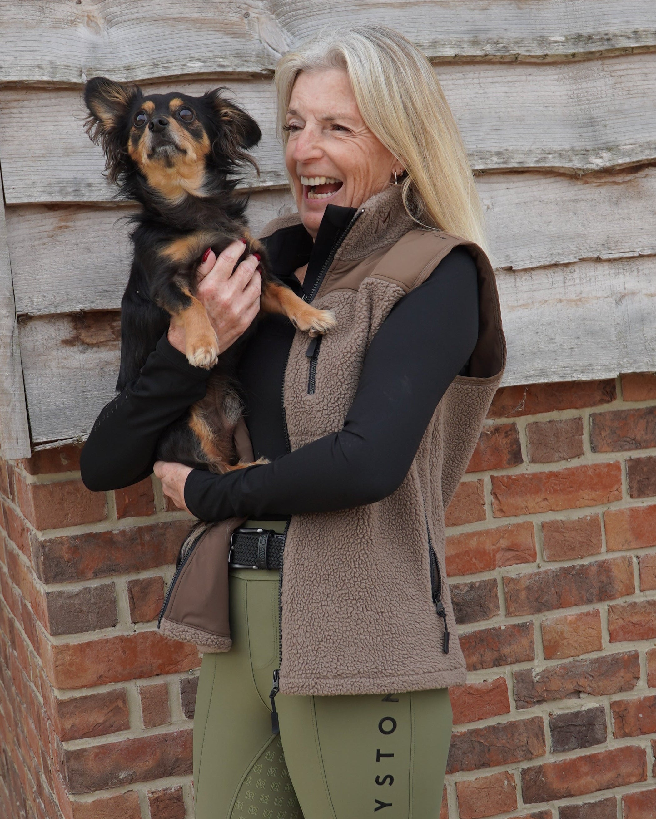 Luxury teddy Fleece Gilet Waistcoat. Quality embroidery. multiple pockets. Subtle branding, elegant classic design. Stretch lining